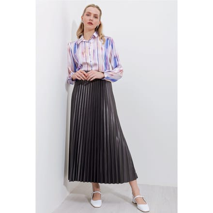 Hoge Taille Maxi Rok met Rimpeldetail
