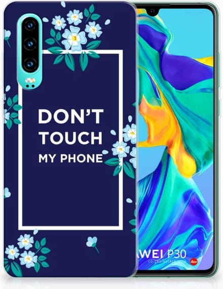 Huawei P30 Silicone-hoesje Flowers Blue DTMP