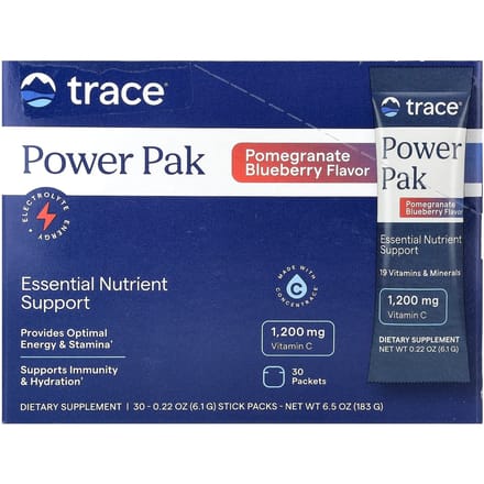 Trace Minerals Research, electrolyte stamina power pack, pomegranate blueberry 6,2 gram 32 packets