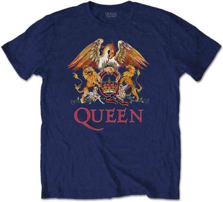 Queen - Classic Crest Heren T-shirt - M - Blauw
