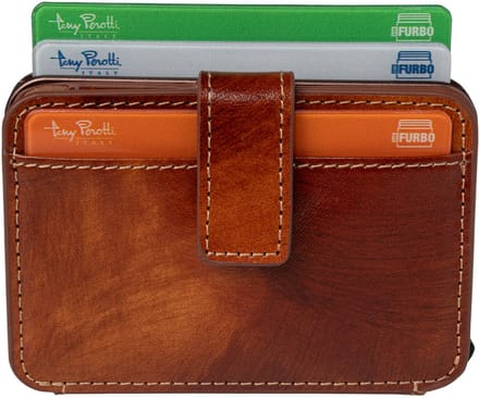 Tony Perotti Van Gogh EVO RFID leren Pasjeshouder met bankbiljet- en kleingeldvak - Cognac