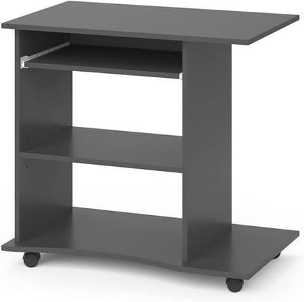 Compacte Laptoptafel op Wielen in Antraciet - Flexibel en Verstelbaar Bureau