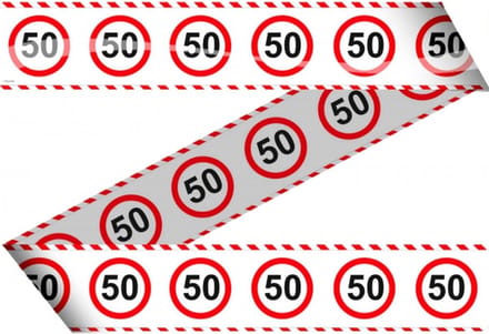 Afzetlint 50 jaar - stopbord - 15 meter - Abraham/Sarah versiering - markeerlint