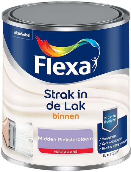 Flexa - Strak In De Lak Binnenlak Hoogglans - Midden Pinksterbloem - Mengverf - 1 L