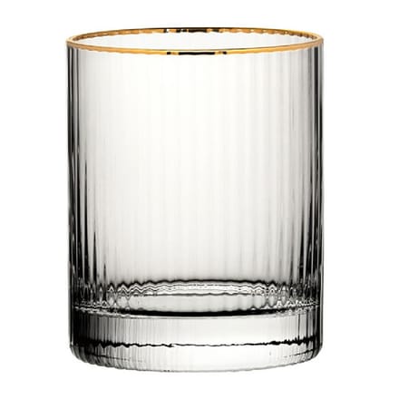 Utopia Hayworth dubbele ouderwetse glazen met gouden rand, 325 ml (pak van 6)
