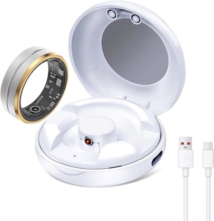 Ring Laadbox - Draagbare Oplader - Opladen Fitness Ring - Ingebouwde Batterij - Compact Formaat - Wit