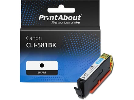PrintAbout huismerk Inktcartridge CLI-581BK Zwart Geschikt voor Canon