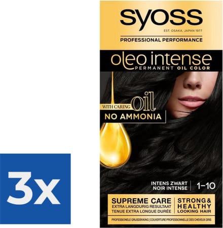 Syoss Oleo Intense - Haarverf - 1-10 - Intens Zwart - 115ml x 3