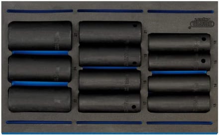 Impact Socket Set - Dopsleutel Set - Autoreparatie - Zeskant Diepe Bussen - 11 Stuks - Zwart
