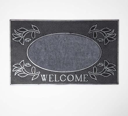 Homescapes antislipdeurmat “Welcome” 45 x 75 cm, zilvergrijs