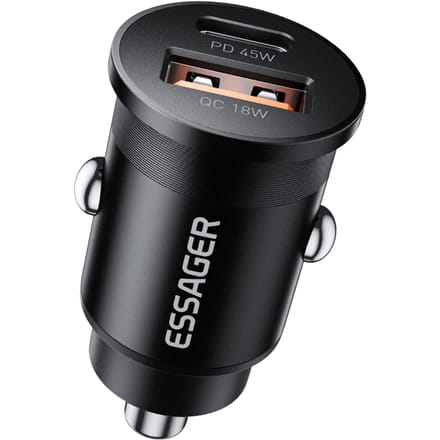 Essager 45W Dual Port Autolader Zwart