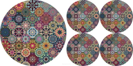 Bertoni - Set van placemats 4 stuk klein + 1 stuk groot  - VALENCIA