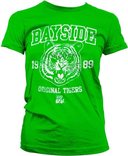 Saved By The Bell Dames Tshirt -S- Bayside 1989 Original Tigers Groen