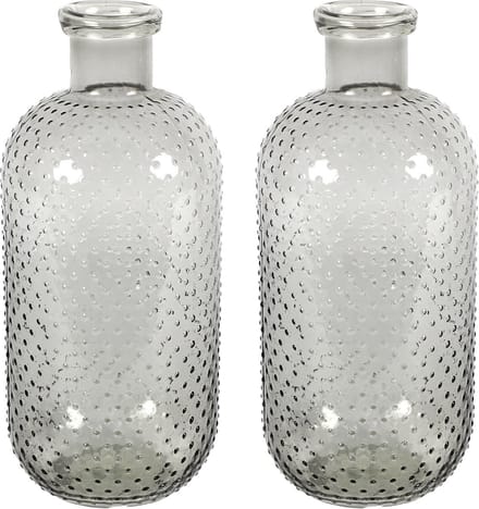Countryfield Bloemenvaas Cactus Dots - 2x - grijs transparant - glas - D15 x H35 cm
