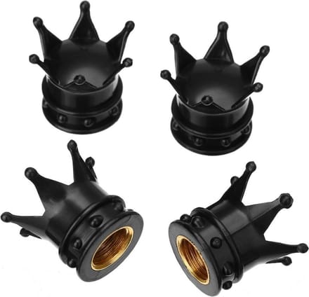VCTparts® Zwarte Kroon Ventieldopjes - Metaal (set)