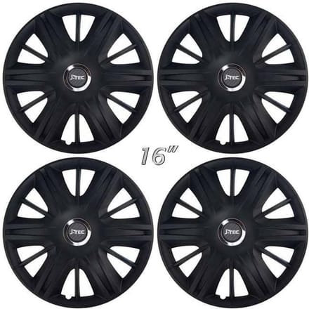 Wieldoppen MAXIM-B 16 inch zwart/chroom ring. Set a 4 stuks in doos (a.u.b. tekst lezen!)
