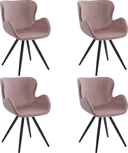 Colenis® - Anabella Eetkamerstoel - Set Van 4 - Roze - Velvet - Industrieel - Met armleuning