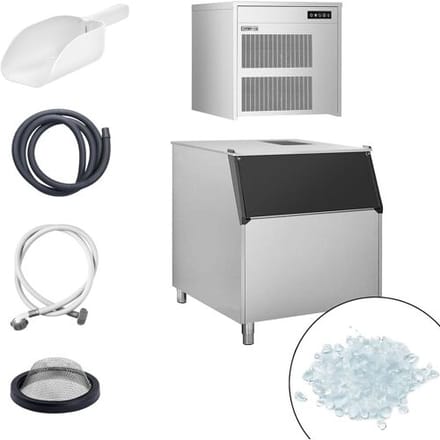 GGM Gastro Flockeneisbereiter - 390 kg / 24 h - inkl. Eisvorratsbehälter Zilver