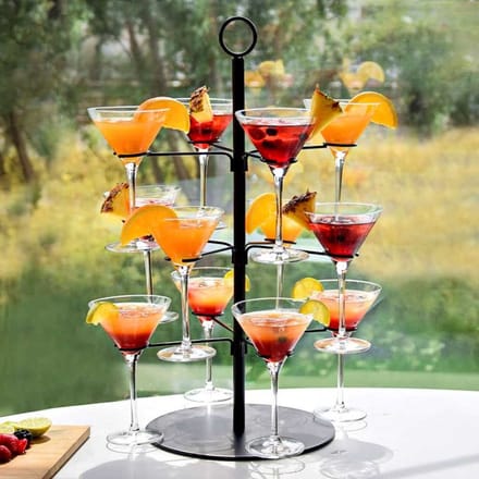 MikaMax Cocktail Tree Stand - Uitbreidbare Glazenstandaard voor 12 Glazen - Compact op te bergen