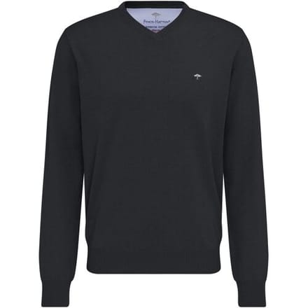 Fynch-Hatton V-hals Trui Zwart 100% Katoen Regular Fit - 4XL