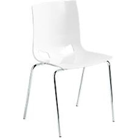 Stoel FONDO - kunststof - stapelbaar  - verchroomd frame - wit