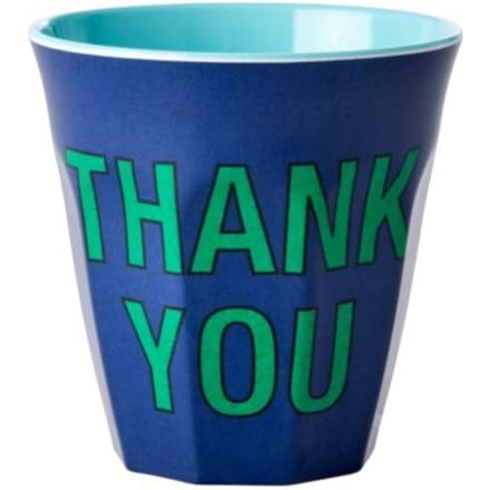 Rice melamine beker medium ‘thank you’ donkerb