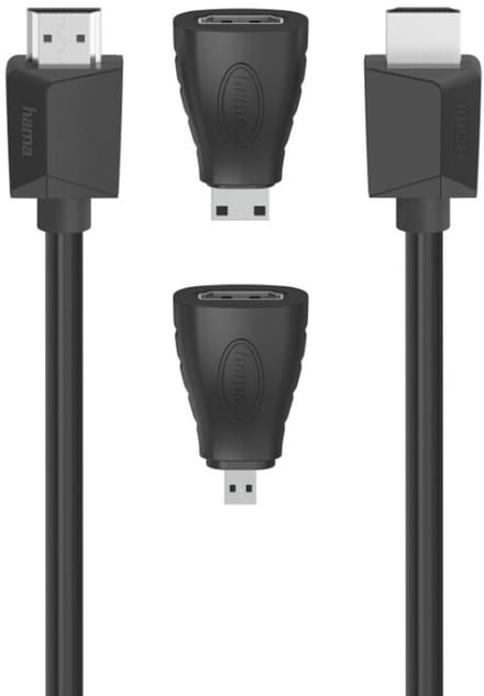 Hama High-speed HDMI™-kabel Ultra-HD 4K Ethernet 1,50 M + 2 HDMI™-adapter
