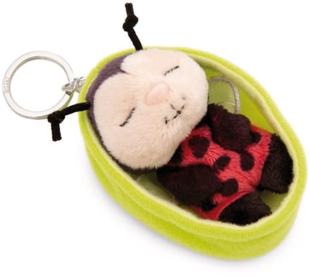Nici sleutelhanger lieveheersbeestje Sleeping Pets 8cm groen mandje speelgoed.