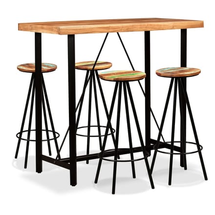 vidaXL - 5-delige - Barset - massief - acaciahout - en - gerecycled - hout