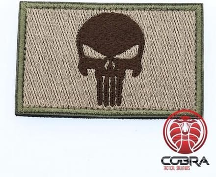 Geborduurd Punisher's embleem Groen Bruin met klittenband