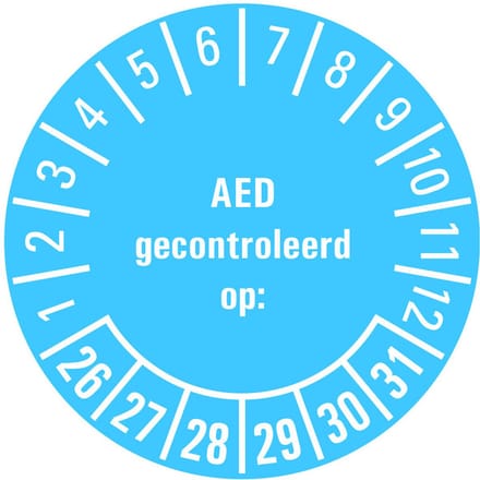 AED gecontroleerd op keuringssticker 26-31 - vel 30 mm - 18 per kaart