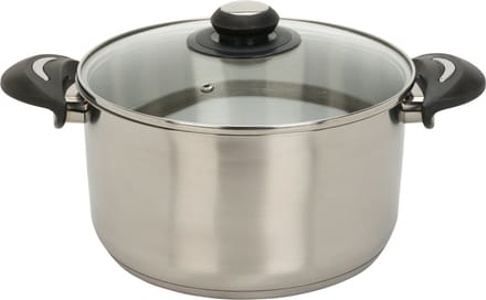 Excellent Houseware Kookpan met deksel - RVS/glas - 5.4L - D24 x H13.5 cm - alle warmtebronnen