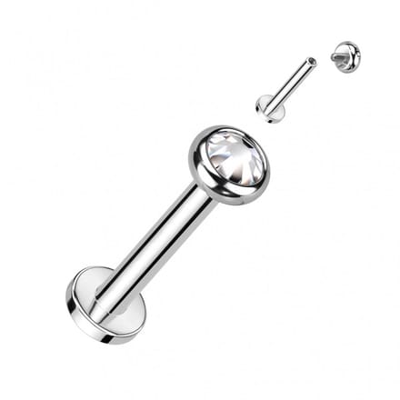 Piercing titanium flat bezel intern schroefdraad 1.2x8x3 - zilver - LMPiercings
