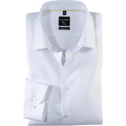 OLYMP No. Six super slim fit overhemd - wit twill - Strijkvriendelijk - Boordmaat: 43
