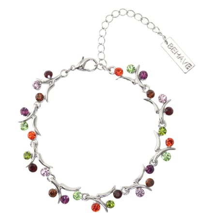 Behave – Armband – Zilverkleur – Multi – Kristallen – Takvorm – Dames