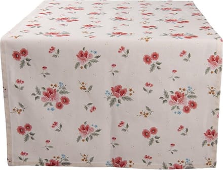 Clayre & Eef Tafelloper 50x140 cm Beige Katoen Rozen