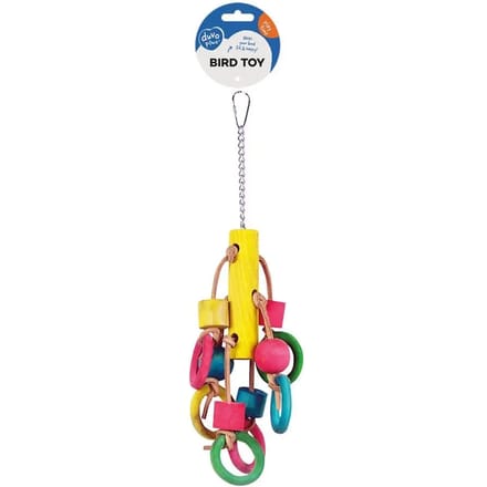 Duvoplus - Speelgoed Voor Dieren - Vogel - Kleurrijke Houten Ringen & Blokken 33cm - 1st