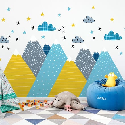 Kinderstickers met Scandinavische bergen van Kriska, 70 x 105 cm