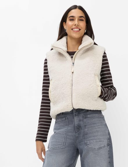 Brax Dames Bodywarmer  Style YUNA soft ecru, crèmewit, maat 38