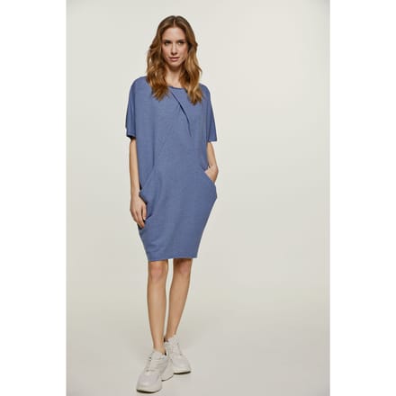 Blauw gemêleerde Batwing-jurk