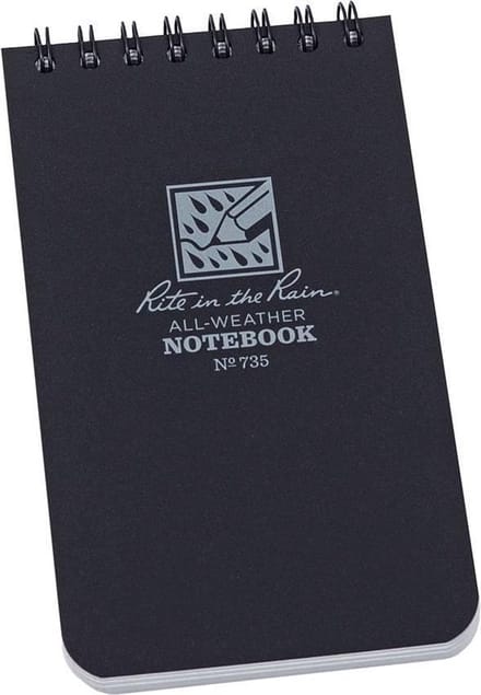 Rite in the Rain - Top Spiral Notebook No.735 - Black / Zwart