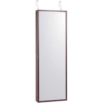 Armoire à Bijoux avec Miroir 42,52 po Verrouillable Murale ou sur Porte Marron