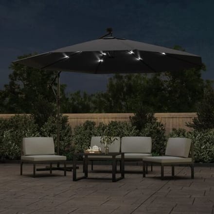 vidaXL - Zweefparasol - met - LED-verlichting - 350 - cm - zwart