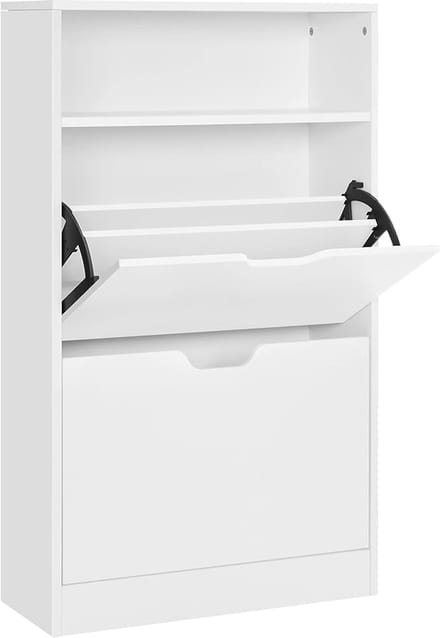 MAZAZU - Schoenenkast - 2 kleppen - Halmeubel - Wit - 60x24x102