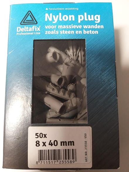 Deltafix nylon plug grijs 8 x 40 mm 50 st.