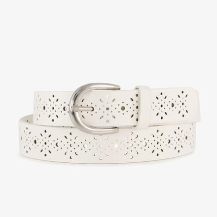 Dames riem met perforaties en studs beige - Maat 85