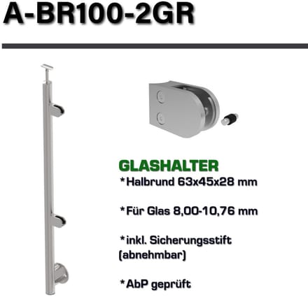 Roestvrijstalen balustrade paal - Leuning paal - Terras afscheiding - Geslepen K320 oppervlak - 1000 mm bouwhoogte - Zilver