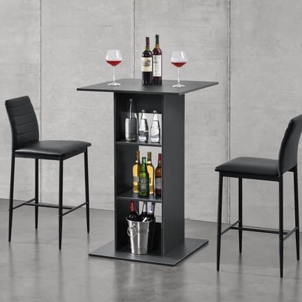 Bartafel Visby met 3 planken 70x70x110 cm donkergrijs