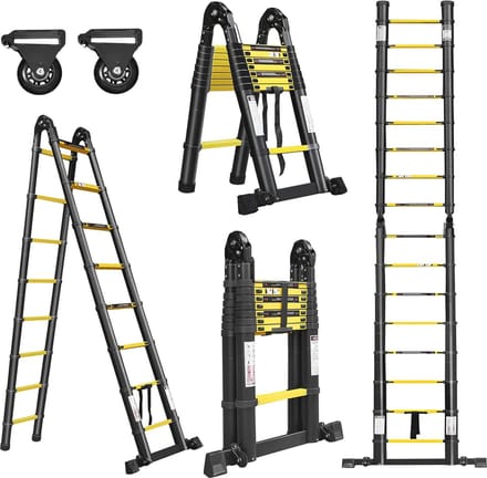 Telescopische ladder 5 m | Inklapbare aluminium ladder | Antislip vouwladder