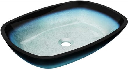 Mexen Araks glazen opbouwwastafel 54 x 39 cm, blauw - 24155447